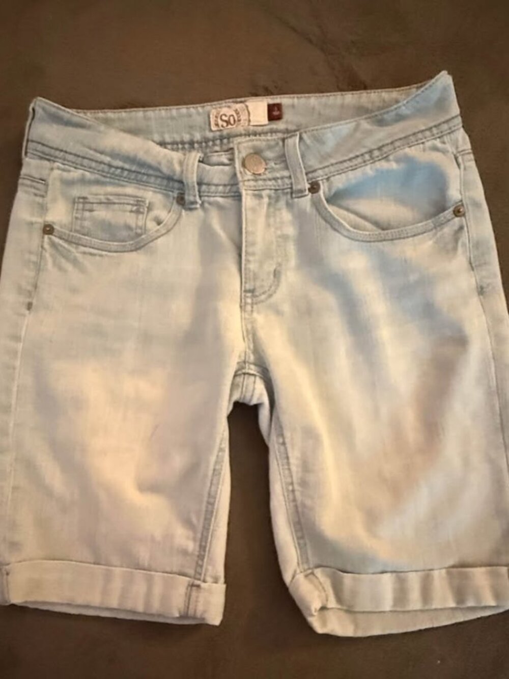 SO Light Wash Denim Cuffed Shorts Size 5